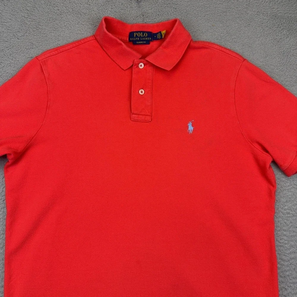 Polo Ralph Lauren Polo Shirt Mens Medium Red Classic Fit Short Sleeve Pony Logo